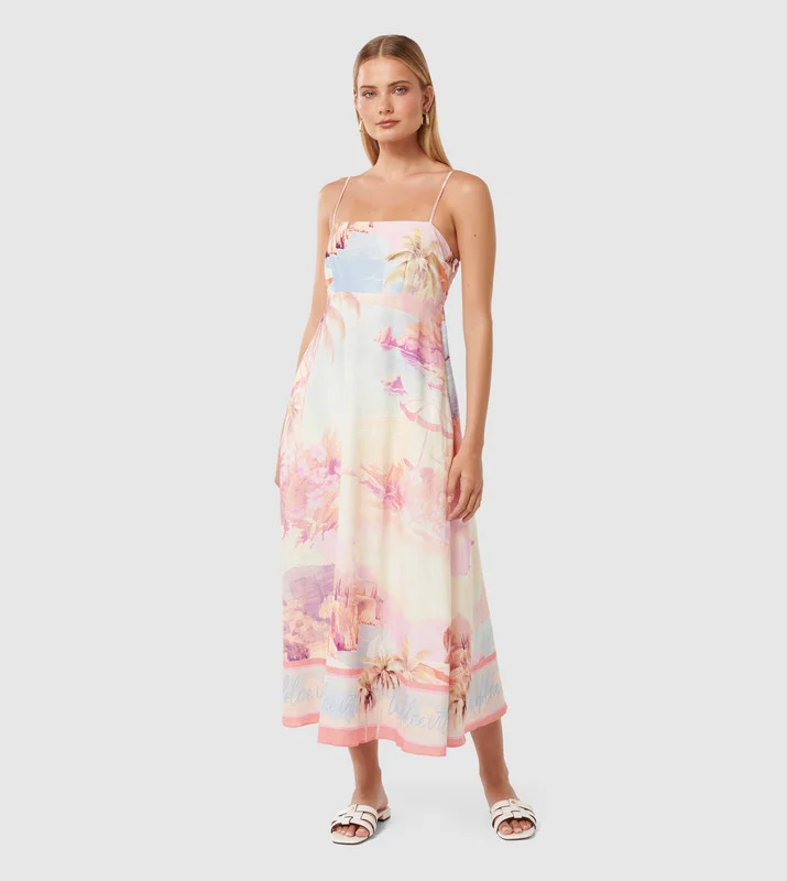 JOANNE Printed Linen Midi Dress